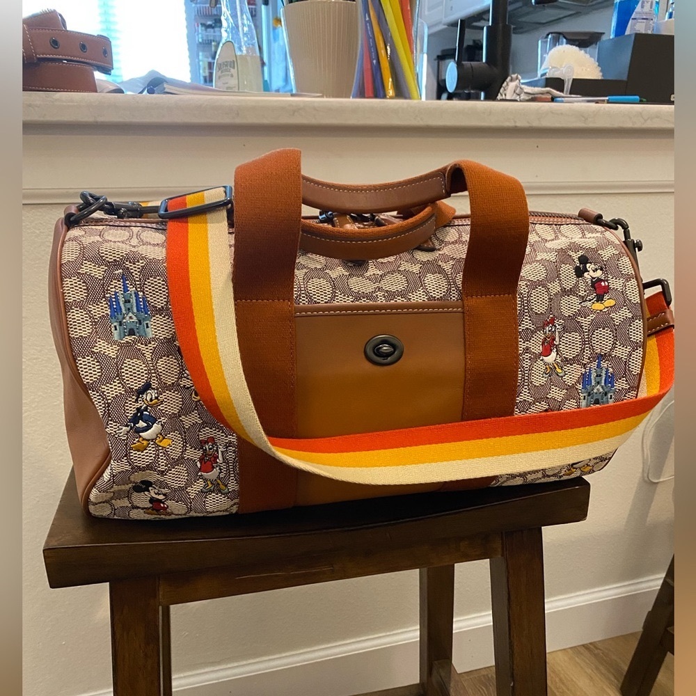 Disney X Coach Duffle In Signature Textile Jacquard With Mickey Mouse And Friend